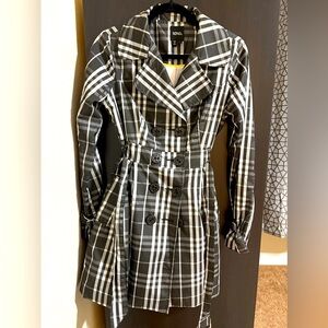XOXO Black Plaid Double Breasted Women’s Trench Coat